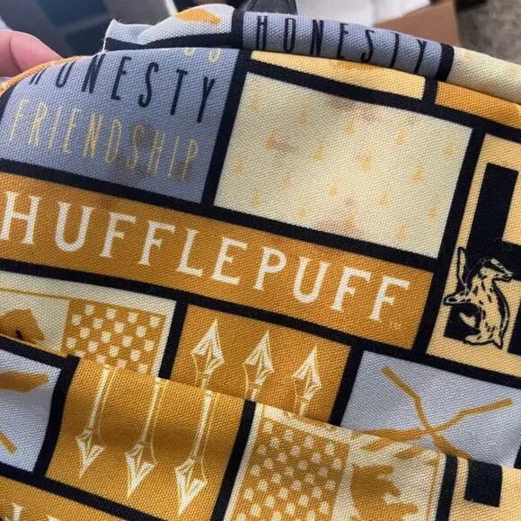 Harry Potter Hufflepuff House Block Pattern Knapsack Backpack Adjustable Straps - Picture 5 of 10